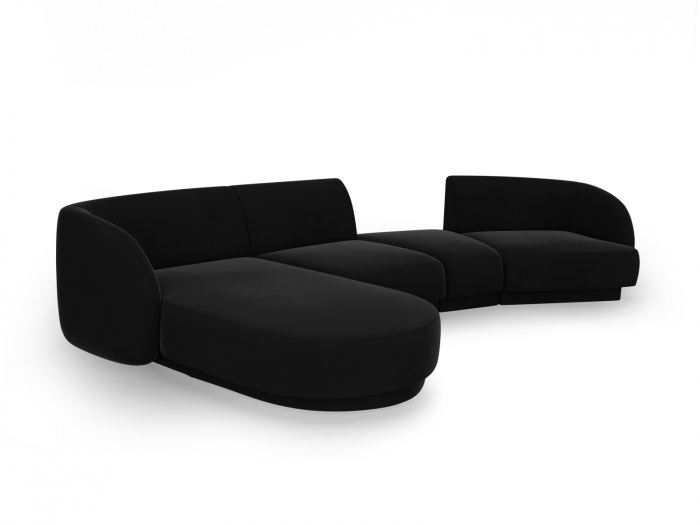 Coltar modular Miley cu tapiterie din catifea si colt pe partea stanga, negru [3]