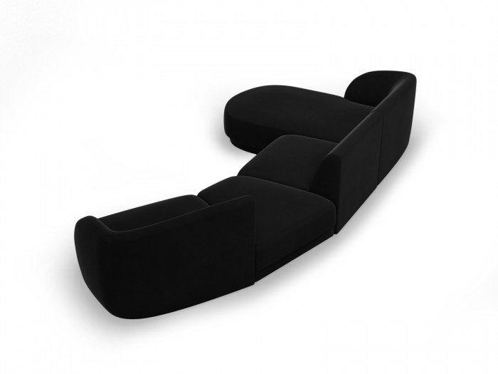 Coltar modular Miley cu tapiterie din catifea si colt pe partea stanga, negru [4]