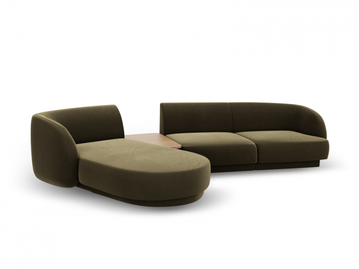 Coltar modular Miley cu tapiterie din catifea si colt pe partea stanga, verde [3]