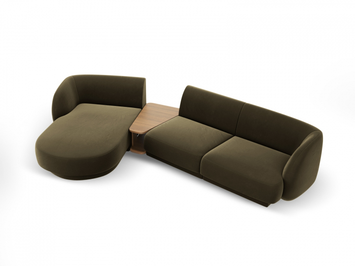 Coltar modular Miley cu tapiterie din catifea si colt pe partea stanga, verde [2]