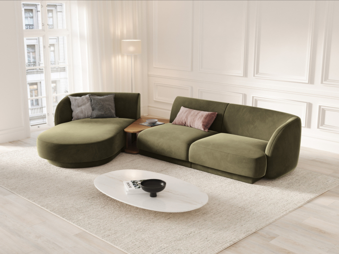 Coltar modular Miley cu tapiterie din catifea si colt pe partea stanga, verde [6]