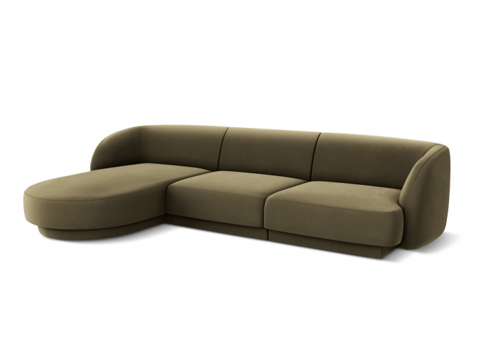 Coltar modular Miley cu tapiterie din catifea si colt pe partea stanga, verde [2]