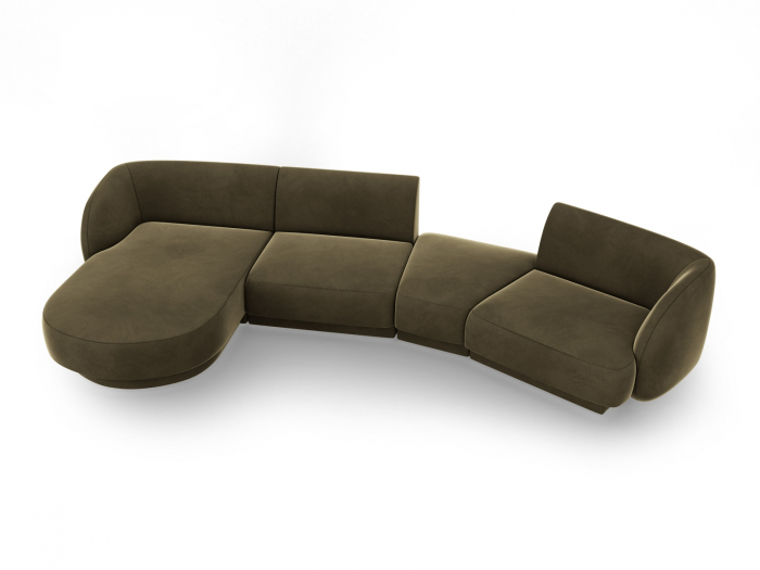 Coltar modular Miley cu tapiterie din catifea si colt pe partea stanga, verde [2]