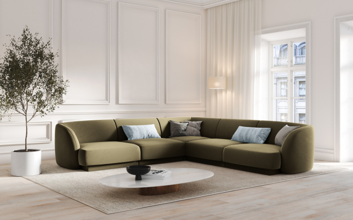 Coltar modular Miley cu tapiterie din catifea, verde [4]