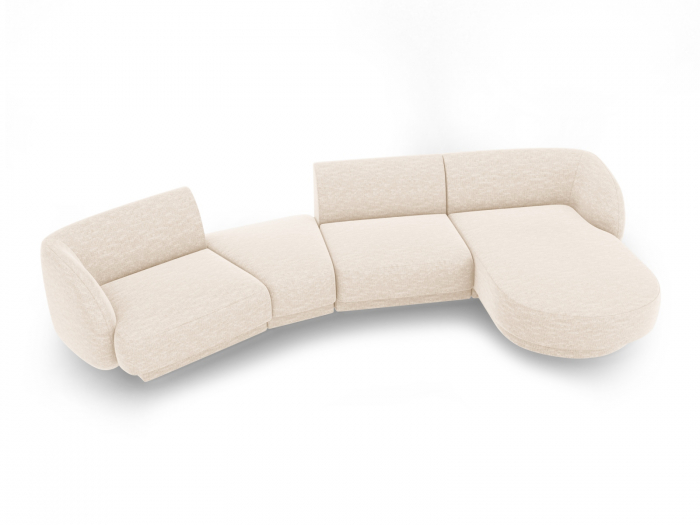 Coltar modular Miley cu tapiterie din tesatura structurala si colt pe partea dreapta, bej deschis [2]