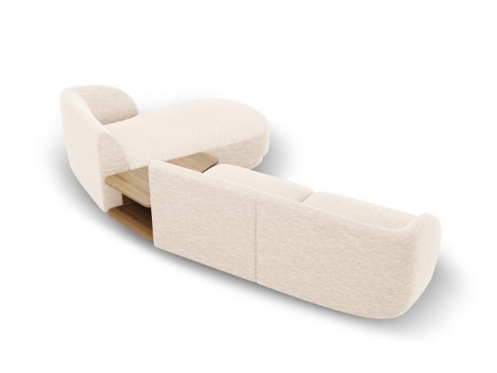 Coltar modular Miley cu tapiterie din tesatura structurala si colt pe partea dreapta, bej deschis [4]