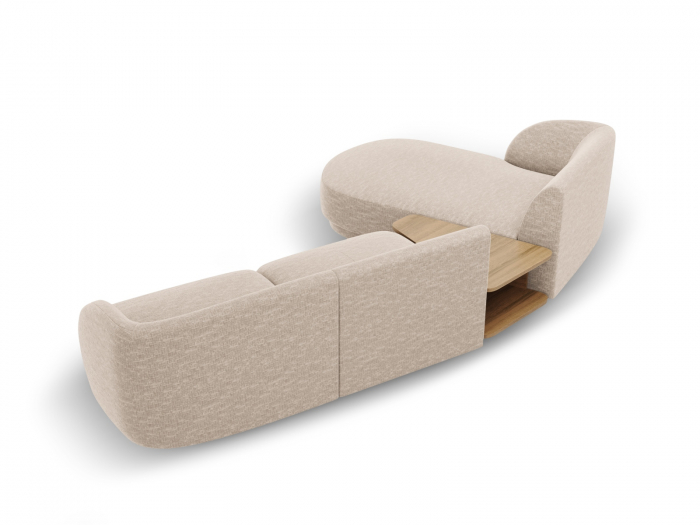 Coltar modular Miley cu tapiterie din tesatura structurala si colt pe partea stanga, bej [4]