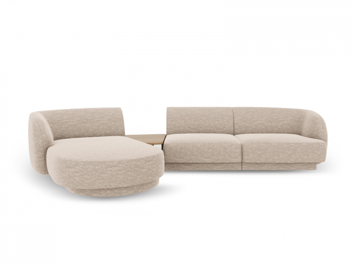 Coltar modular Miley cu tapiterie din tesatura structurala si colt pe partea stanga, bej [1]