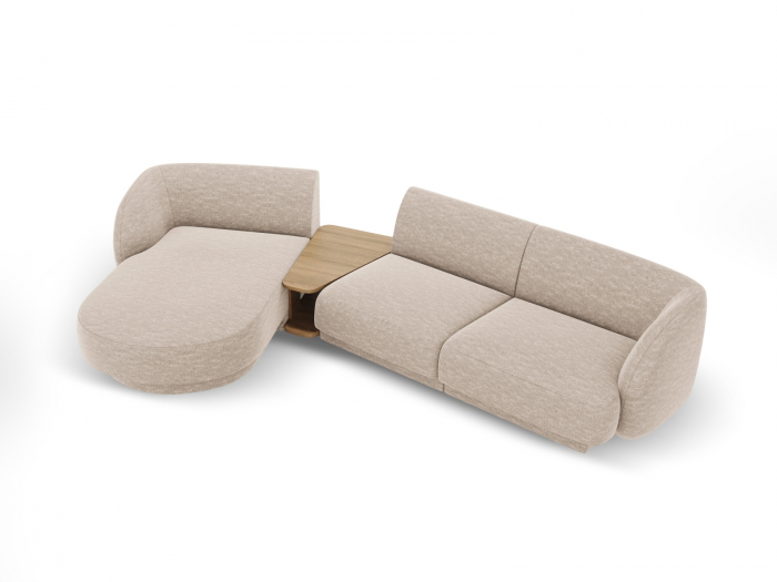Coltar modular Miley cu tapiterie din tesatura structurala si colt pe partea stanga, bej [2]