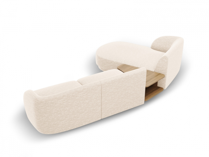 Coltar modular Miley cu tapiterie din tesatura structurala si colt pe partea stanga, bej deschis [4]