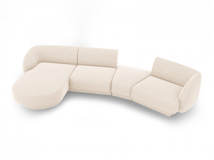 Coltar modular Miley cu tapiterie din tesatura structurala si colt pe partea stanga, bej deschis [2]
