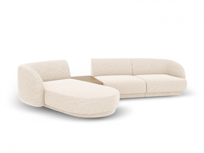 Coltar modular Miley cu tapiterie din tesatura structurala si colt pe partea stanga, bej deschis [3]