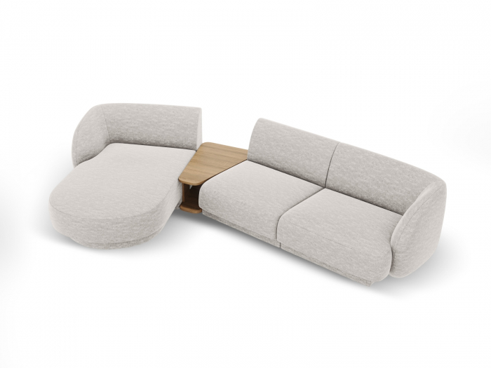Coltar modular Miley cu tapiterie din tesatura structurala si colt pe partea stanga, gri deschis [2]