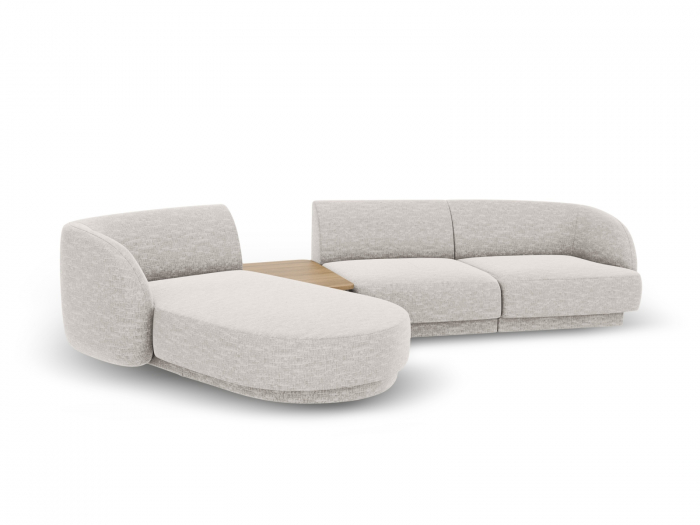 Coltar modular Miley cu tapiterie din tesatura structurala si colt pe partea stanga, gri deschis [3]