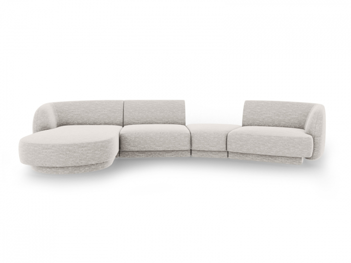 Coltar modular Miley cu tapiterie din tesatura structurala si colt pe partea stanga, gri deschis [1]