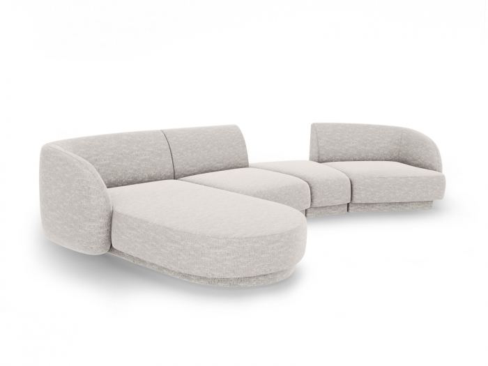 Coltar modular Miley cu tapiterie din tesatura structurala si colt pe partea stanga, gri deschis [3]