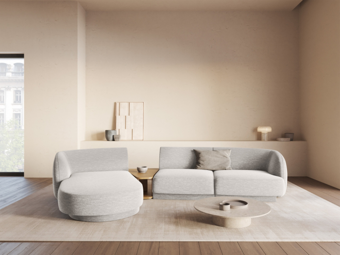 Coltar modular Miley cu tapiterie din tesatura structurala si colt pe partea stanga, gri deschis [6]