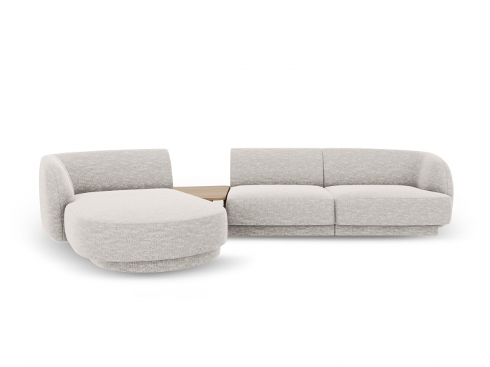 Coltar modular Miley cu tapiterie din tesatura structurala si colt pe partea stanga, gri deschis [1]