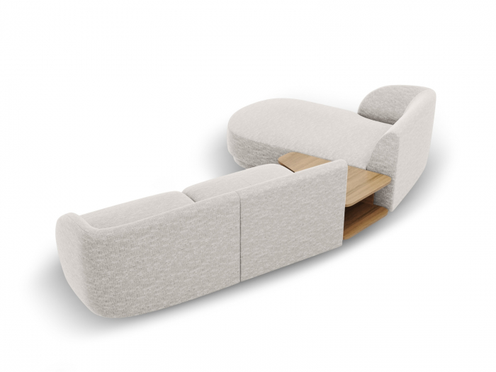 Coltar modular Miley cu tapiterie din tesatura structurala si colt pe partea stanga, gri deschis [4]