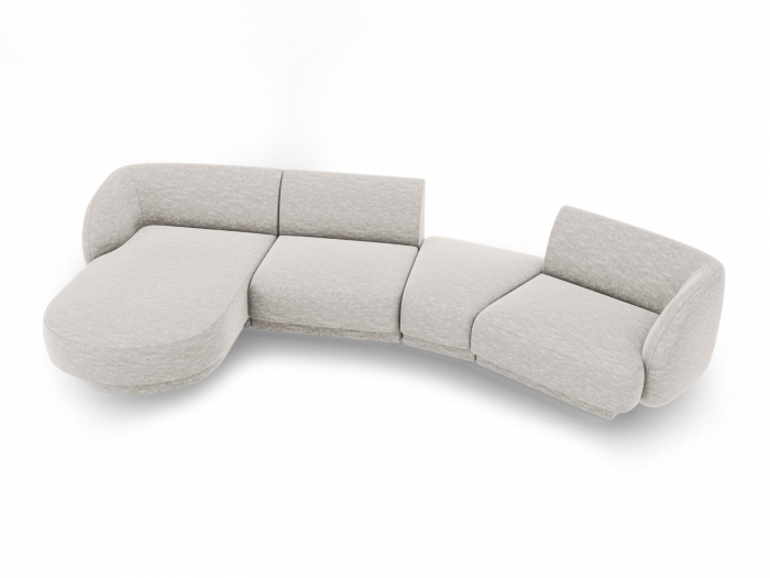 Coltar modular Miley cu tapiterie din tesatura structurala si colt pe partea stanga, gri deschis [2]