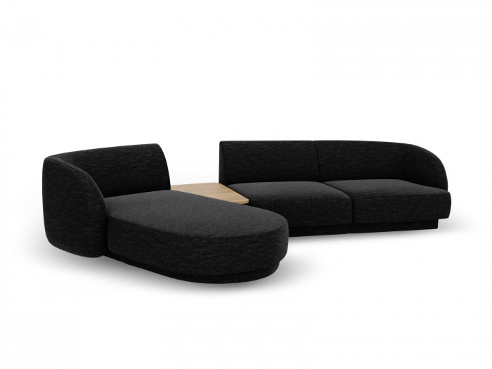 Coltar modular Miley cu tapiterie din tesatura structurala si colt pe partea stanga, negru [3]