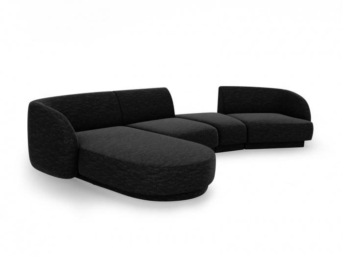 Coltar modular Miley cu tapiterie din tesatura structurala si colt pe partea stanga, negru [3]