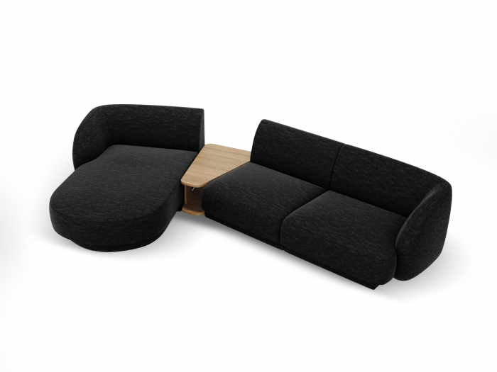 Coltar modular Miley cu tapiterie din tesatura structurala si colt pe partea stanga, negru [2]