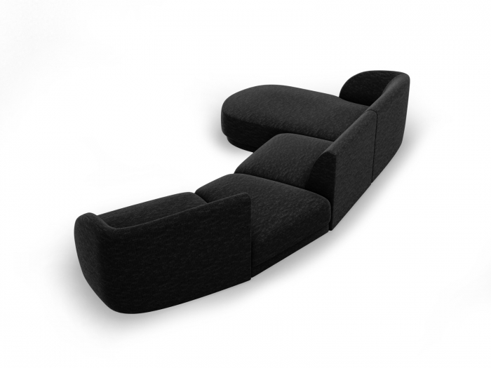 Coltar modular Miley cu tapiterie din tesatura structurala si colt pe partea stanga, negru [4]