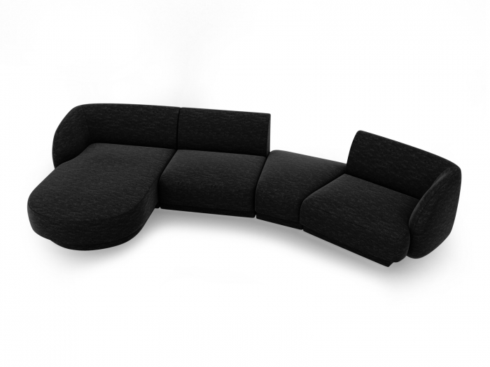 Coltar modular Miley cu tapiterie din tesatura structurala si colt pe partea stanga, negru [2]