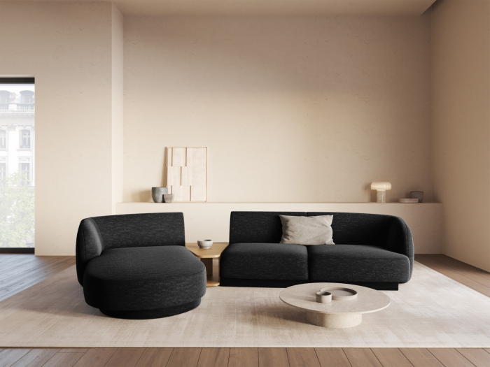 Coltar modular Miley cu tapiterie din tesatura structurala si colt pe partea stanga, negru [6]