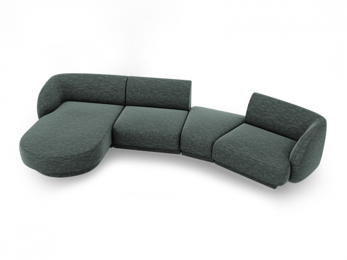 Coltar modular Miley cu tapiterie din tesatura structurala si colt pe partea stanga, petrol [2]