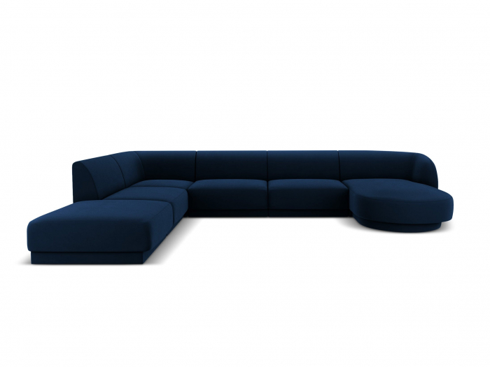 Coltar modular Miley in forma de U cu tapiterie din catifea si colt pe partea stanga, albastru royal [2]