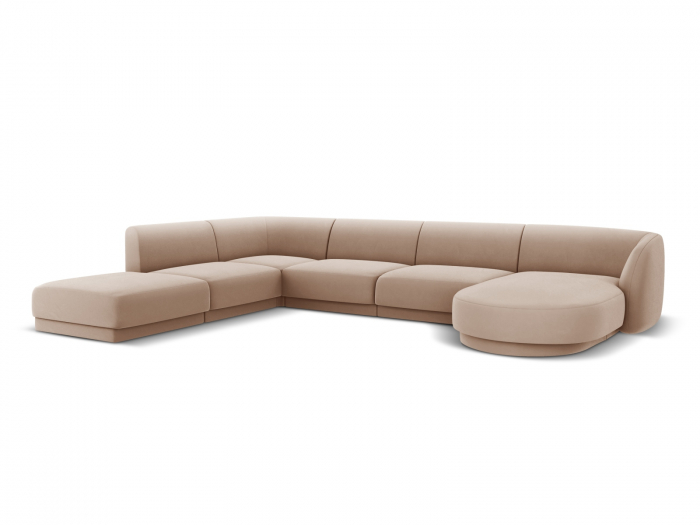 Coltar modular Miley in forma de U cu tapiterie din catifea si colt pe partea stanga, cappuccino [2]