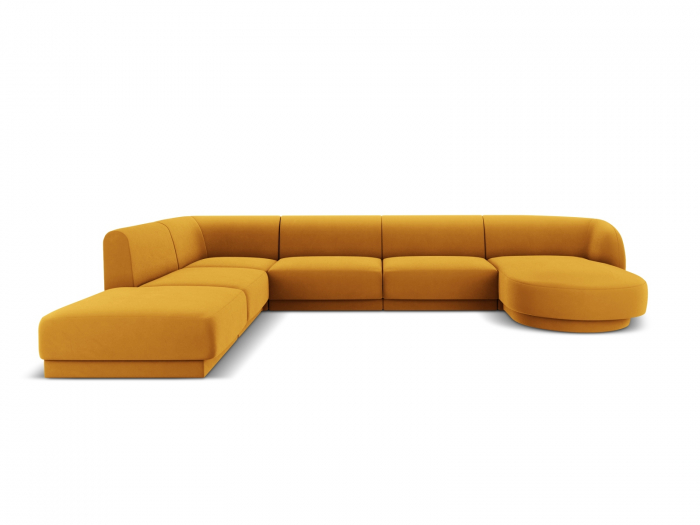 Coltar modular Miley in forma de U cu tapiterie din catifea si colt pe partea stanga, galben [1]