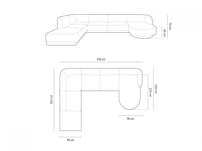 Coltar modular Miley in forma de U cu tapiterie din catifea si colt pe partea stanga, galben [5]