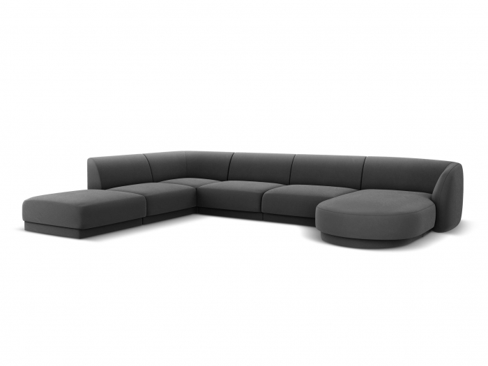 Coltar modular Miley in forma de U cu tapiterie din catifea si colt pe partea stanga, gri [1]