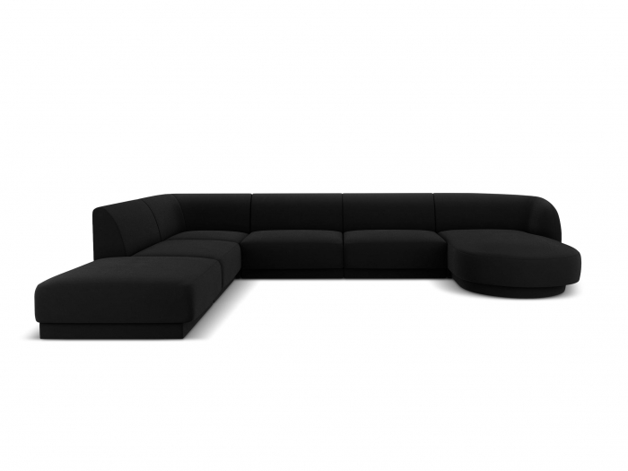 Coltar modular Miley in forma de U cu tapiterie din catifea si colt pe partea stanga, negru [2]