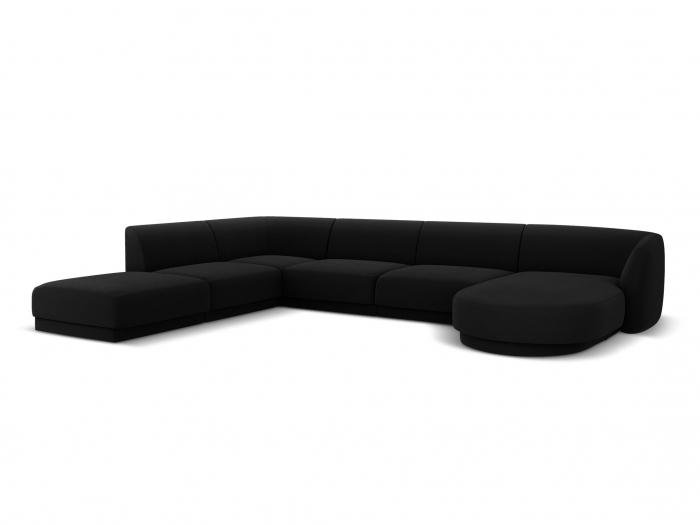 Coltar modular Miley in forma de U cu tapiterie din catifea si colt pe partea stanga, negru [1]