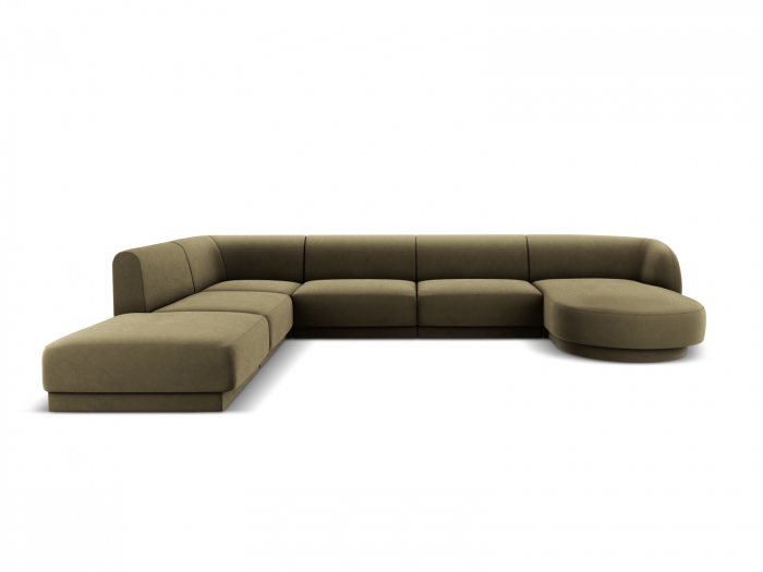 Coltar modular Miley in forma de U cu tapiterie din catifea si colt pe partea stanga, verde [1]