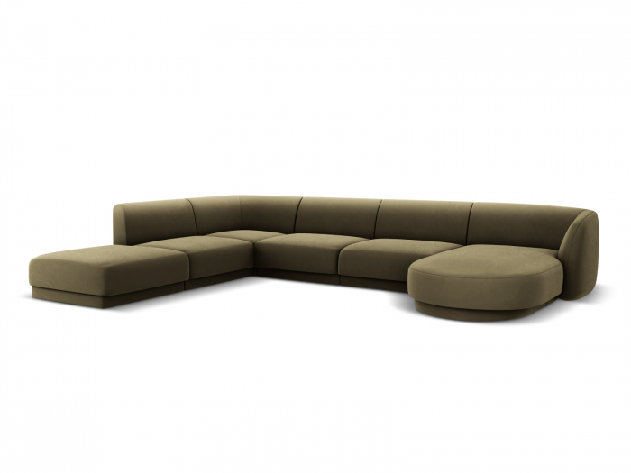 Coltar modular Miley in forma de U cu tapiterie din catifea si colt pe partea stanga, verde [2]