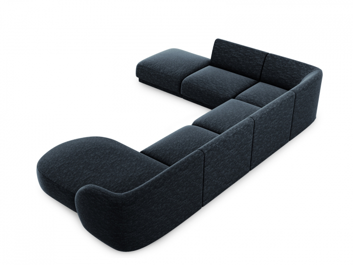Coltar modular Miley in forma de U cu tapiterie din tesatura structurala si colt pe partea stanga, albastru royal [3]