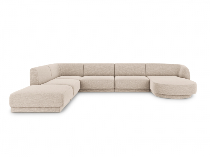 Coltar modular Miley in forma de U cu tapiterie din tesatura structurala si colt pe partea stanga, bej [1]