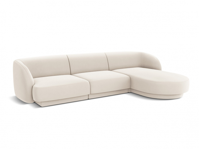 Coltar modular Miley tapiterie din catifea si colt pe partea dreapta, bej deschis [3]