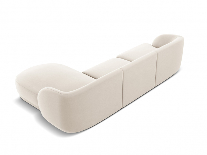 Coltar modular Miley tapiterie din catifea si colt pe partea dreapta, bej deschis [4]