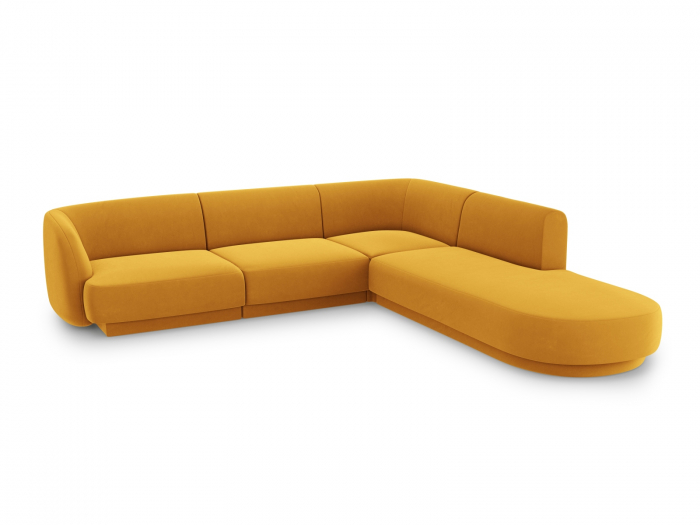 Coltar modular Miley tapiterie din catifea si colt pe partea dreapta, galben [2]