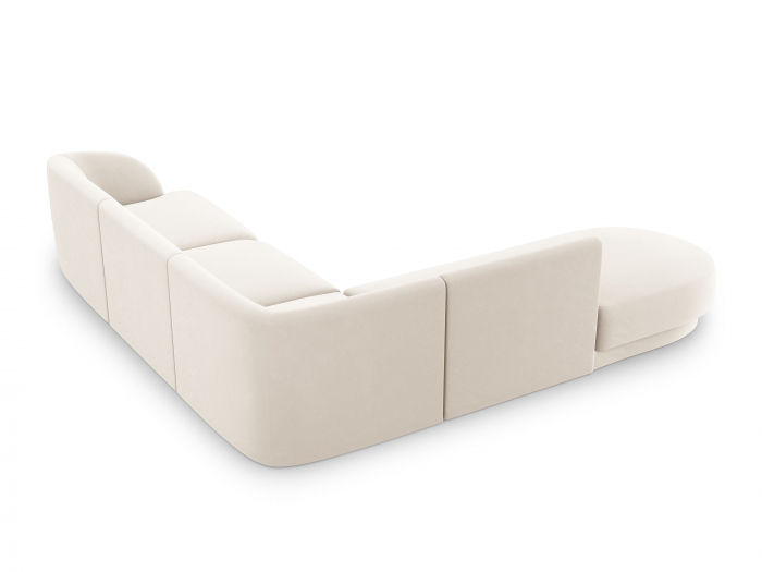 Coltar modular Miley tapiterie din catifea si colt pe partea stanga, bej deschis [3]