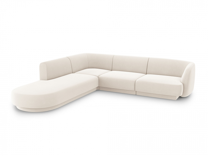 Coltar modular Miley tapiterie din catifea si colt pe partea stanga, bej deschis [2]