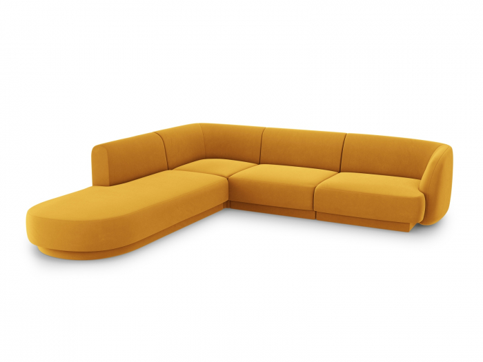 Coltar modular Miley tapiterie din catifea si colt pe partea stanga, galben [2]