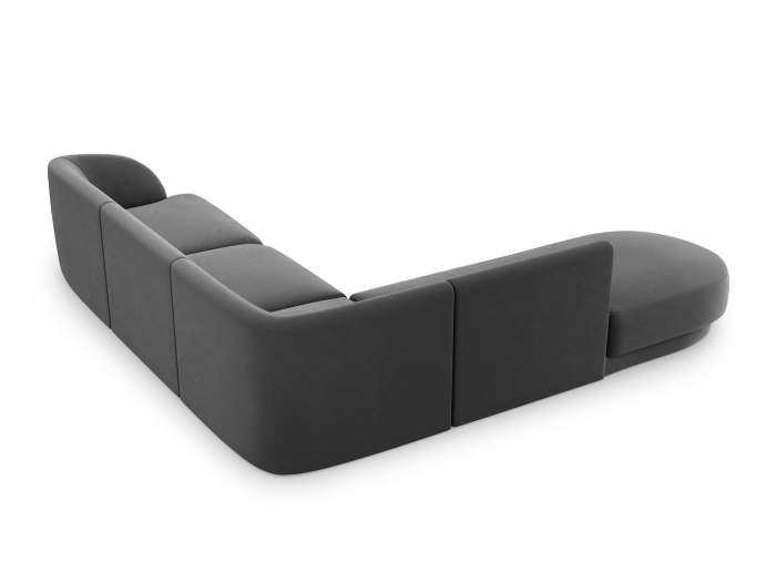 Coltar modular Miley tapiterie din catifea si colt pe partea stanga, gri [3]