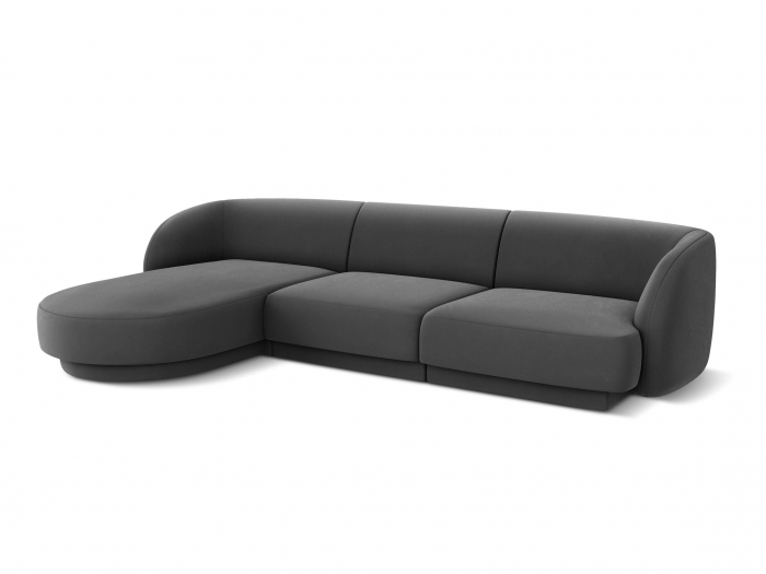 Coltar modular Miley tapiterie din catifea si colt pe partea stanga, gri [3]